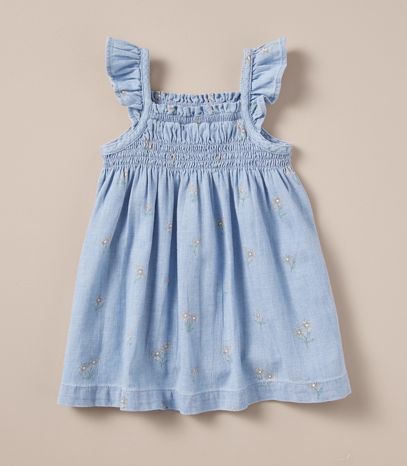 Baby Linen Blend Floral Chambray Dress 3 of 6