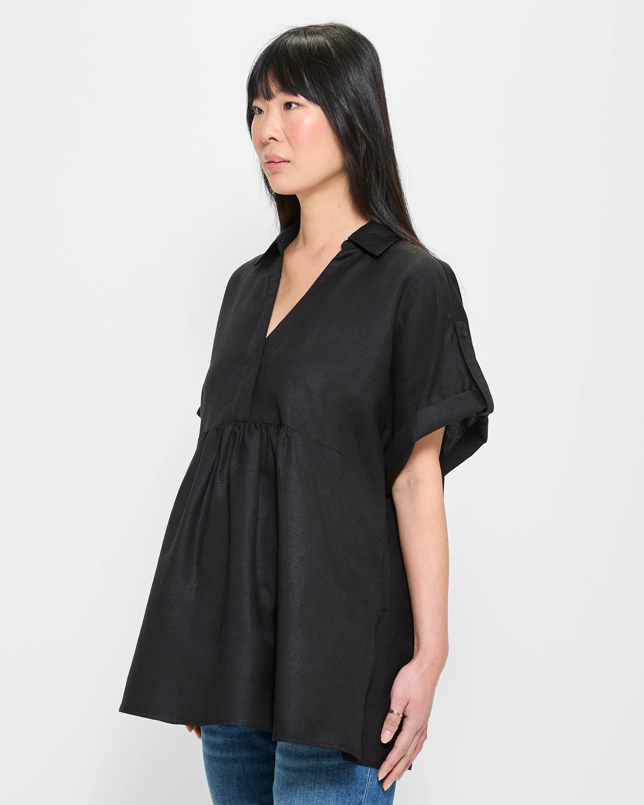 Maternity Linen Blend Popover Shirt 5 of 5