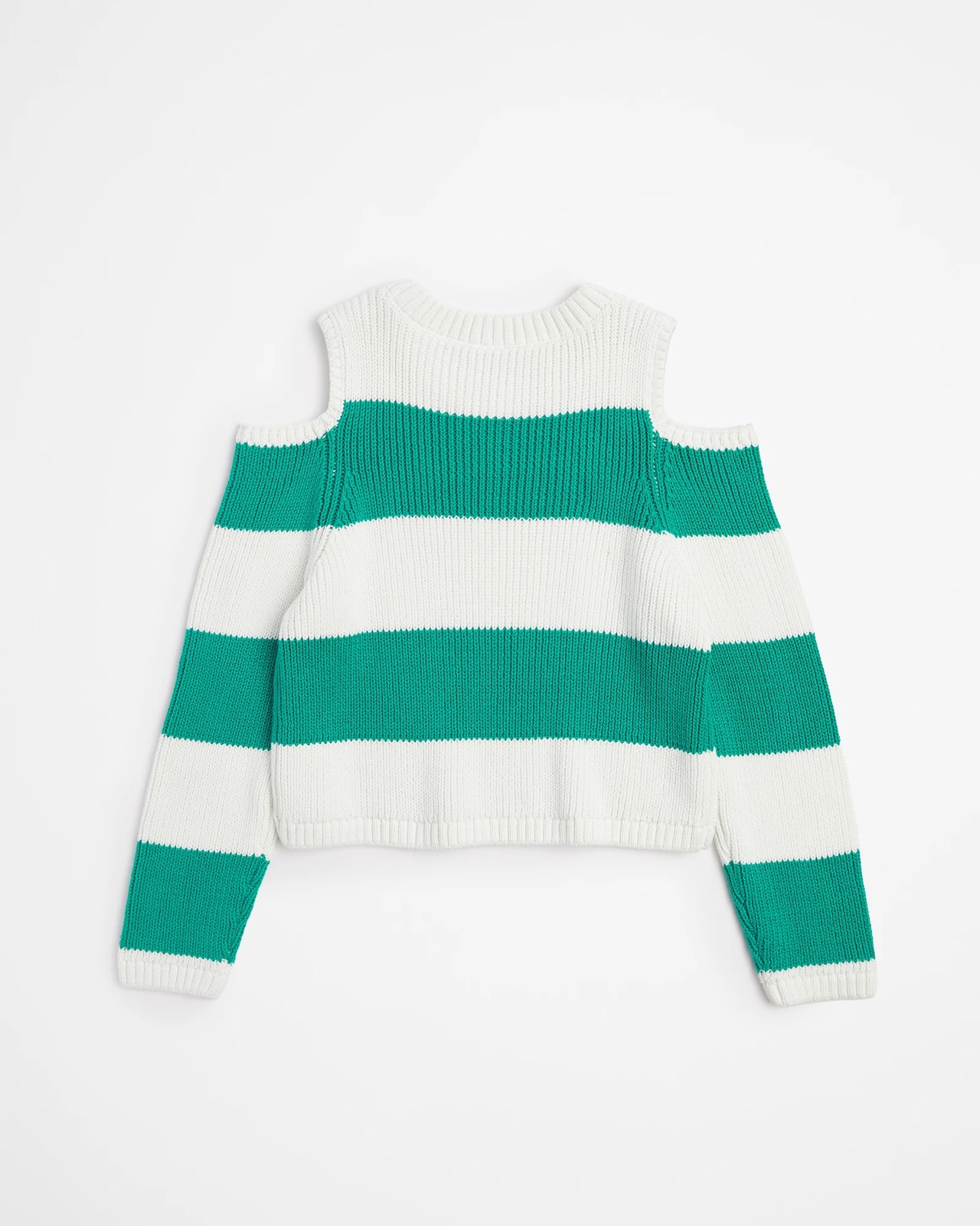 Cold Shoulder Knit Jumper Green Stripe Target Australia