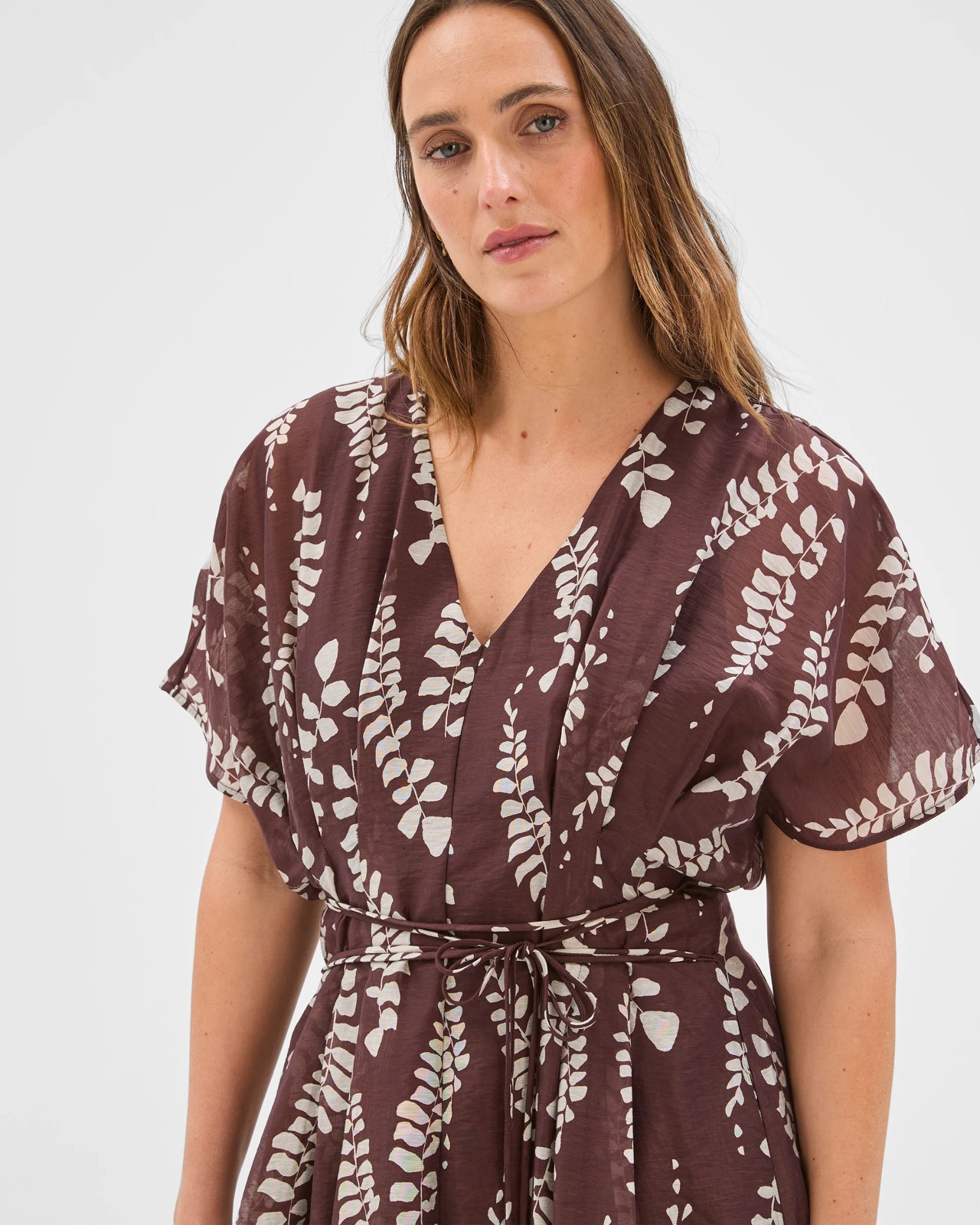 Preview Short Sleeve Tuck Detail Midi Dress 5 of 5