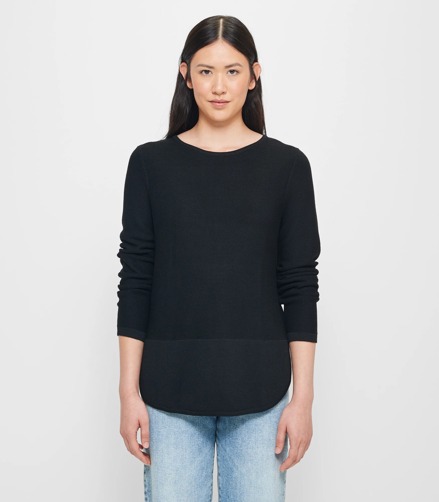 Stitch Curve Hem Jumper Black Target Australia