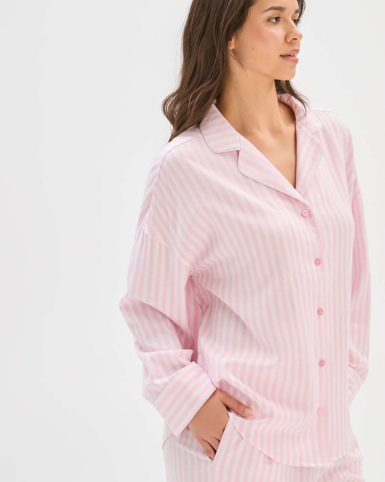 Long Sleeve Pyjama Shirt - Pink Stripe 5 of 6