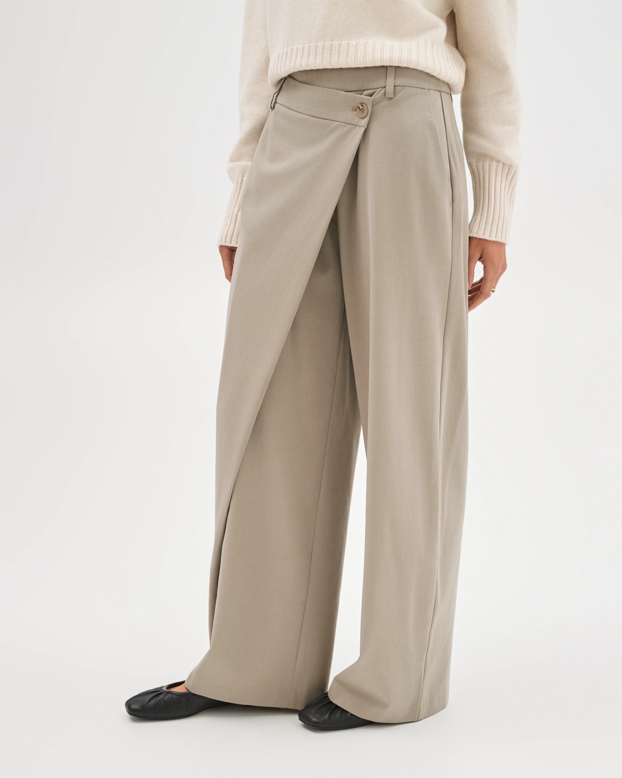 Lily Loves Wrap Front Tailored Pants - Light Khaki 5 of 6