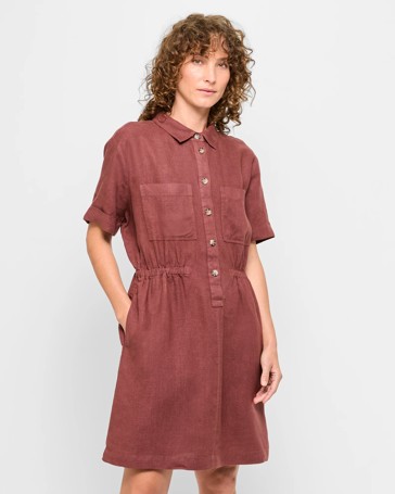 European Linen Utility Mini Dress