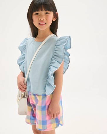Australian Cotton Blend Ruffle Sleeve Woven Co-ord Tank Top