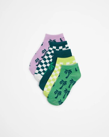 Maxx Palm Check Low Cut Socks - 5 Pack