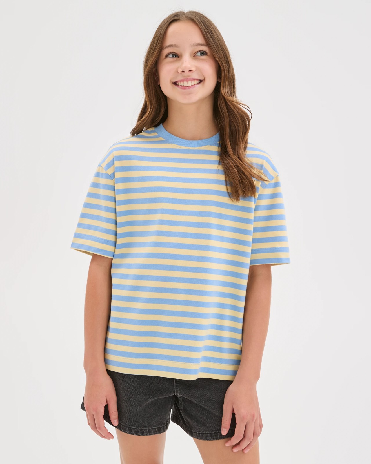 Organic Cotton Heavyweight Oversized T-Shirt - Yellow / Blue 2 of 6