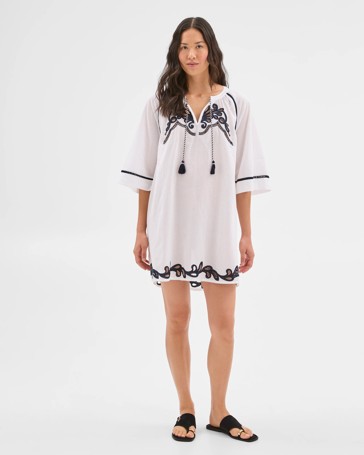 Resort Embroidered Shift Mini Dress