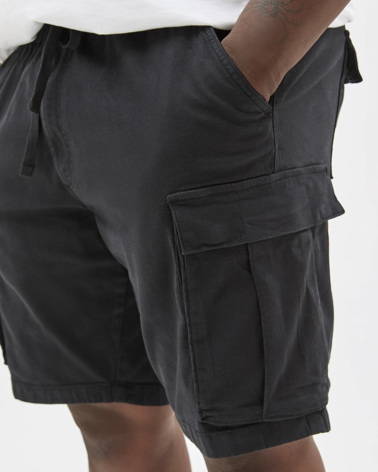Plus Size Australian Cotton Cargo Shorts - Black 4 of 5
