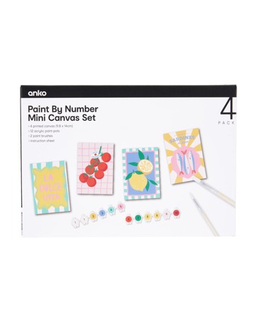 Anko 4 Pack Paint by Numbers Mini Canvas Set - Coastal Mediterranean
