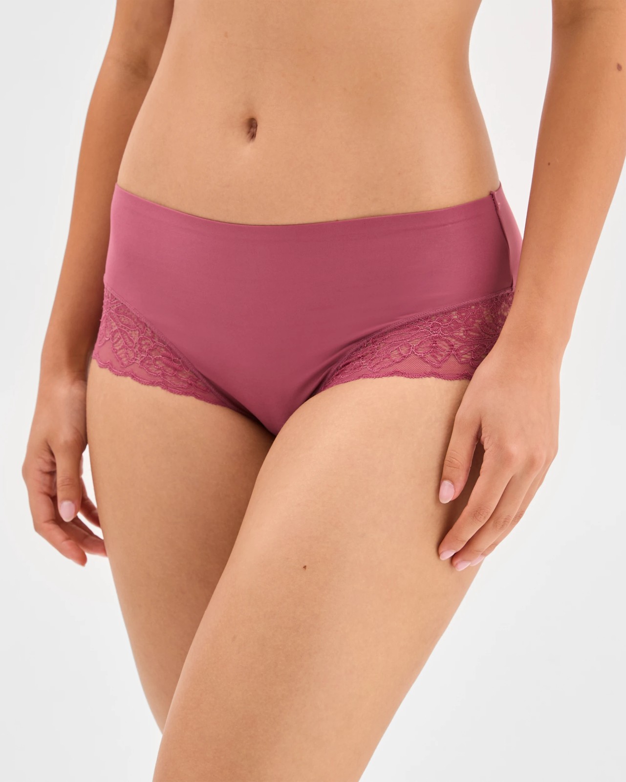 Womens Luna Smooth Touch Lace Bonded Waist Midi Briefs 2 Pack 2 of 4