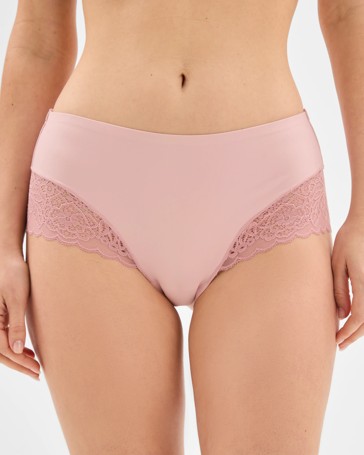 Womens Luna Smooth Touch Lace Bonded Waist Midi Briefs 2 Pack