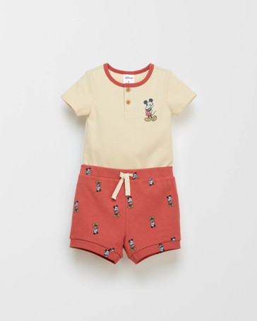 Baby Disney Organic Cotton Waffle Bodysuit and Shorts 2 Piece Set