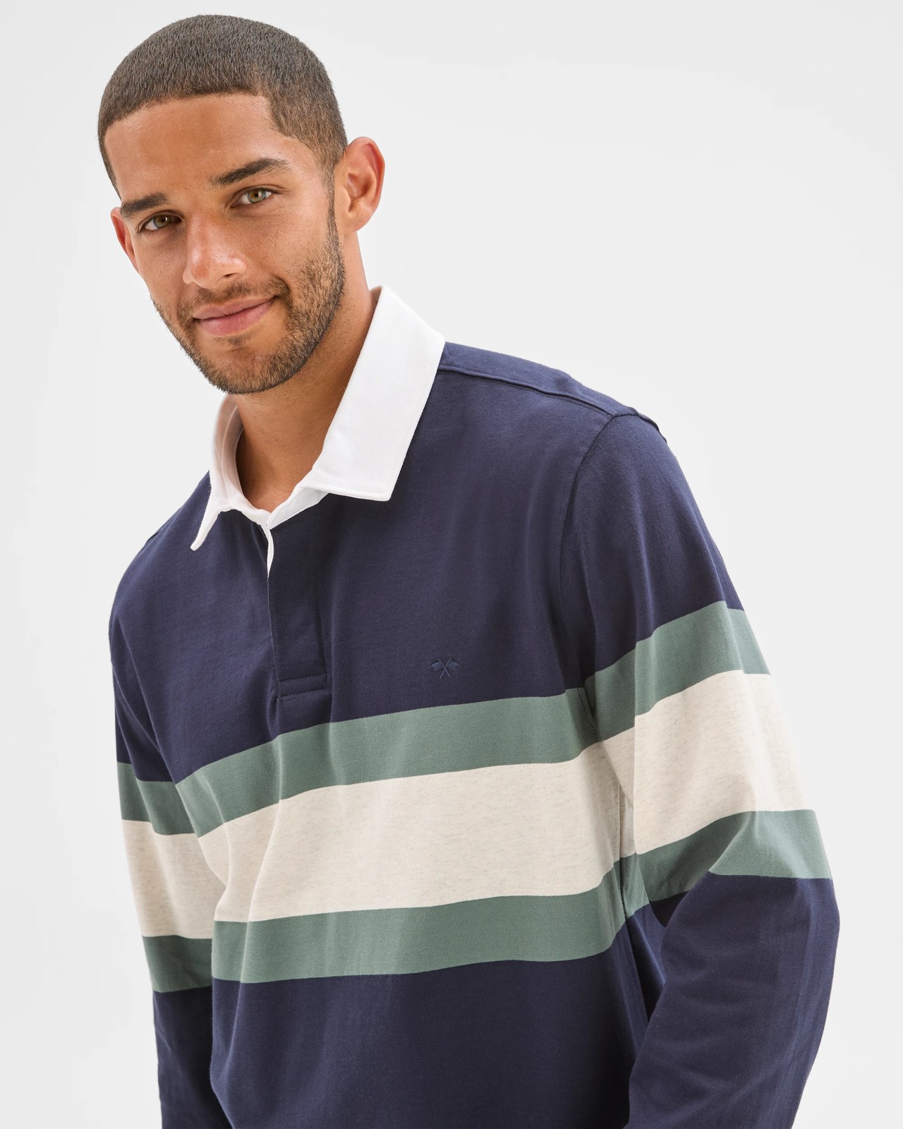 Australian Cotton Blend Long Sleeve Rugby Polo Top - Navy 5 of 5