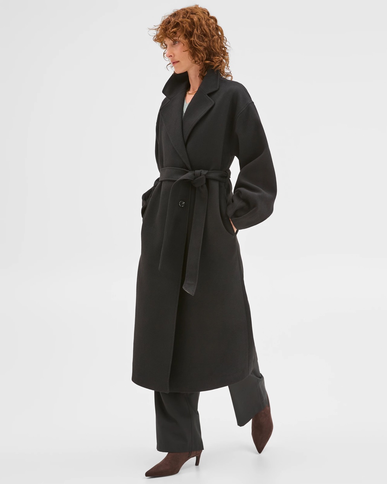 Preview Wrap Belted Coat - Black 2 of 5