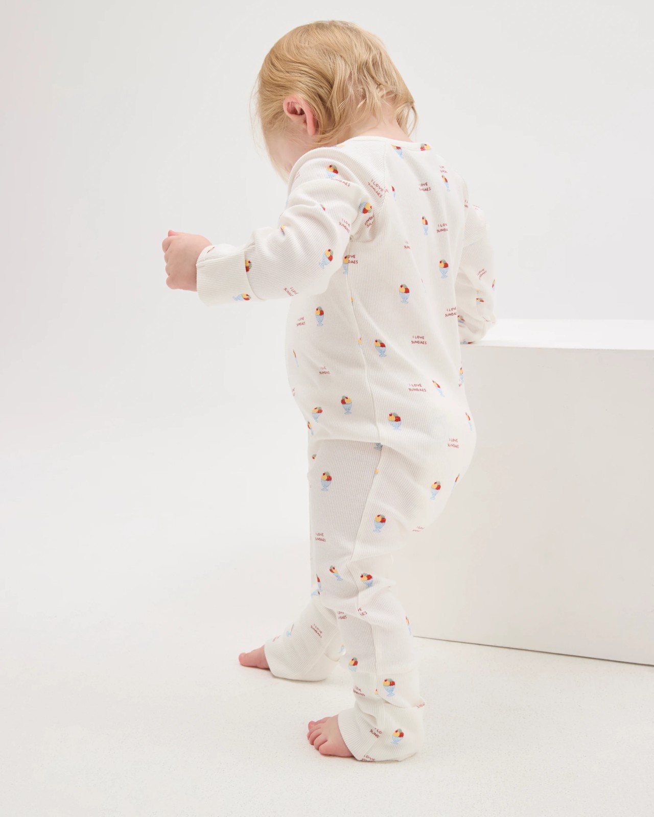 Baby Organic Cotton Rib Zip Footless Coverall - Sundaes Cloud Dancer 3 of 6