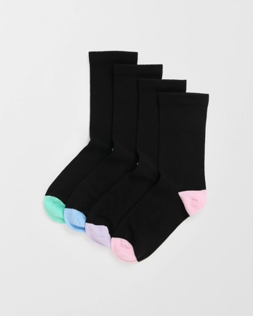 Australian Cotton Blend 4 Pack Multi Toes Crew Boot Socks
