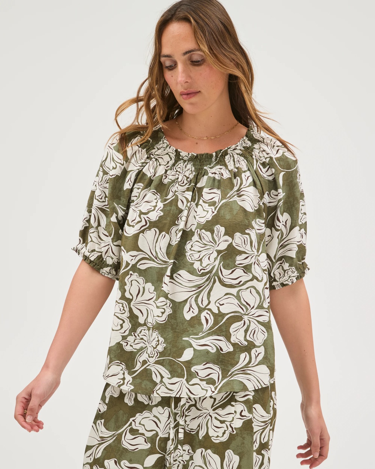 Short Sleeve Shirred Neck Top 4 of 5