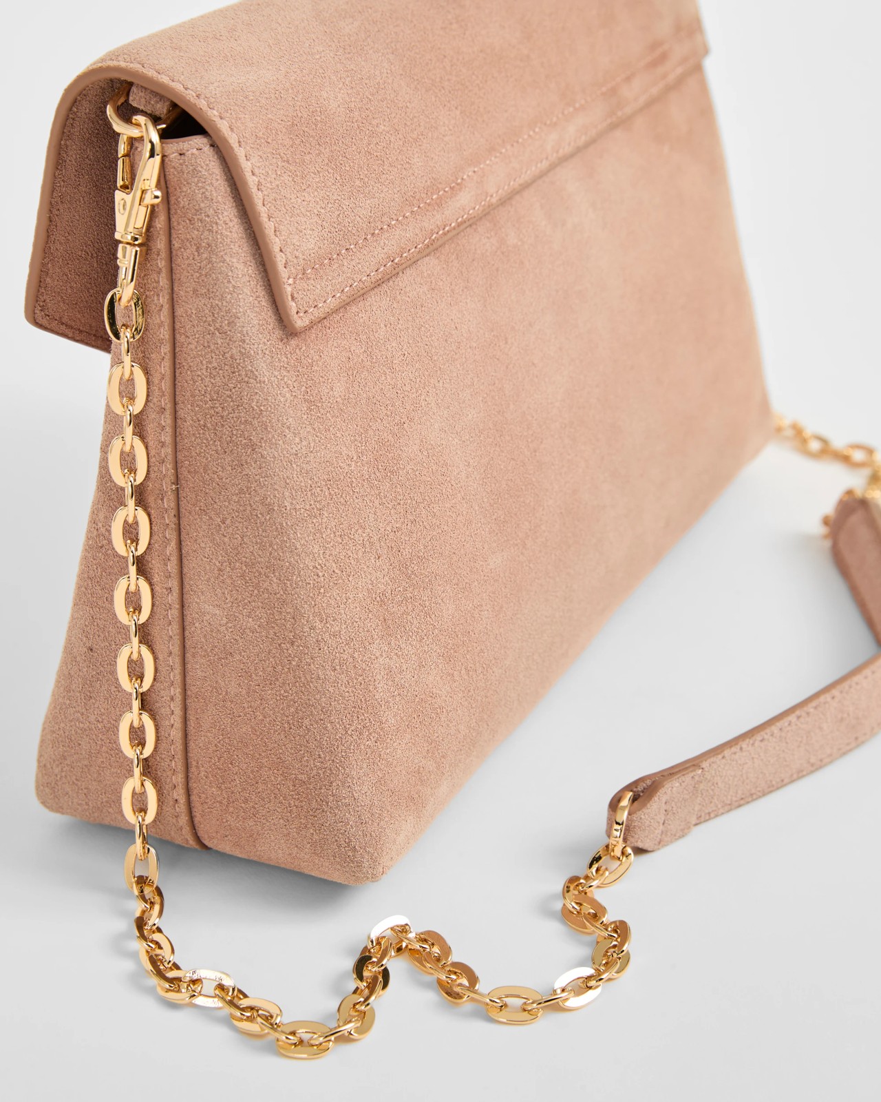 Premium Suede Leather Envelope Crossbody Bag - Pink Salt 4 of 4