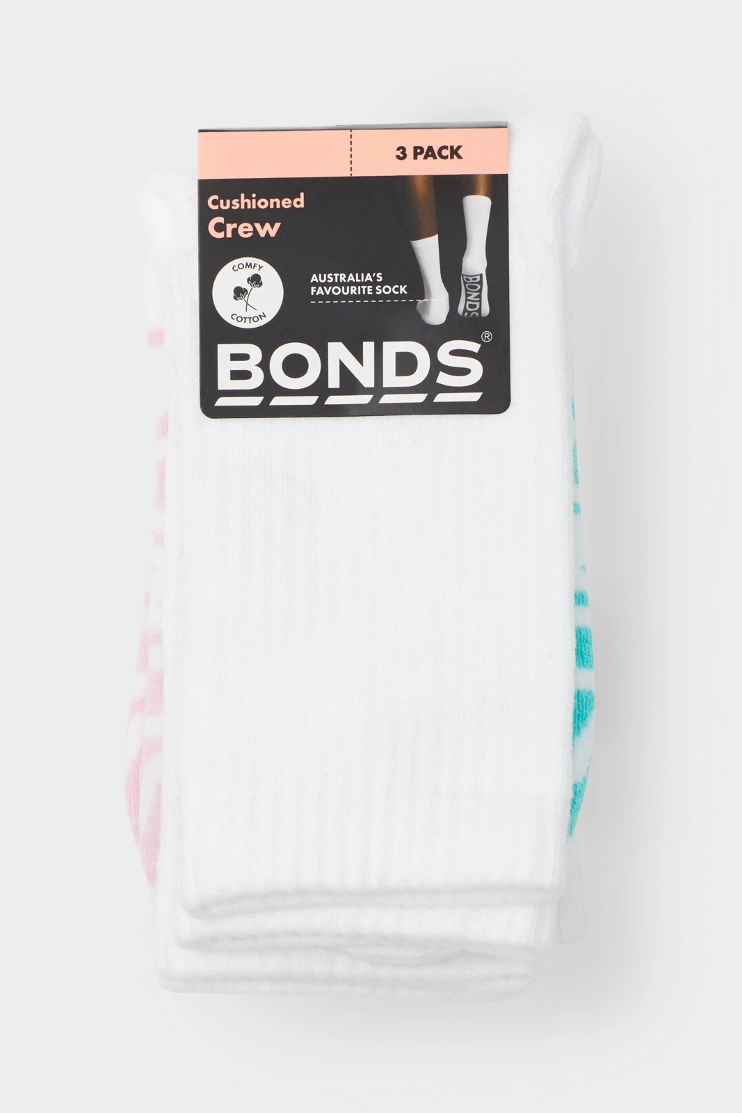 Bonds 3 Pack Logo Crew Socks - White 2 of 2