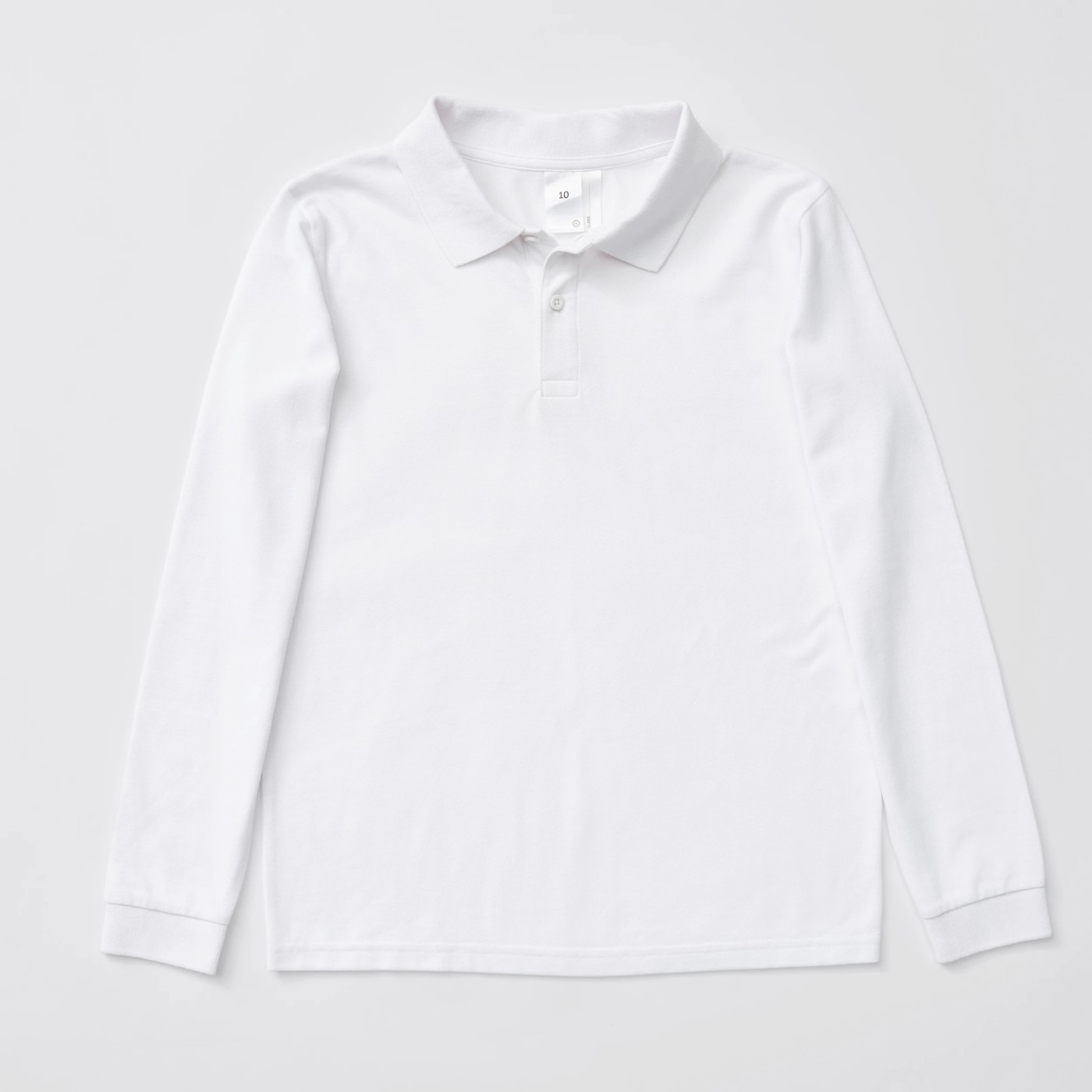 Long Sleeve School Polo Top - White 4 of 4