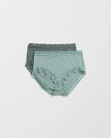 Womens Modal and Lace Full Briefs 2 Pack