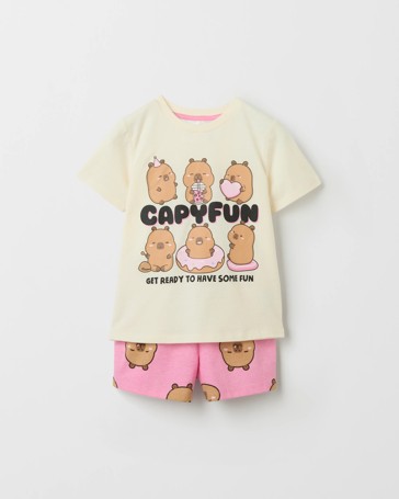 Licensed CapyFun Australian Cotton Younger Girls Jersey Knit Pyjama Set