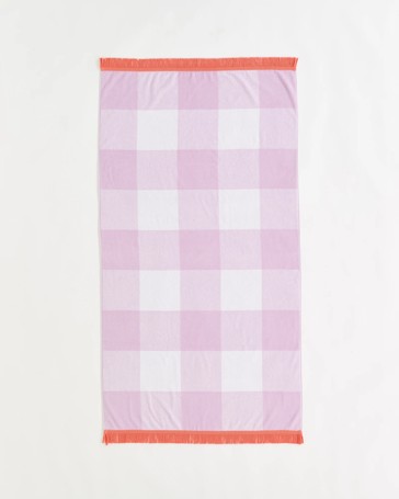 Angie Gingham Jacquard Beach Towel - Lilac