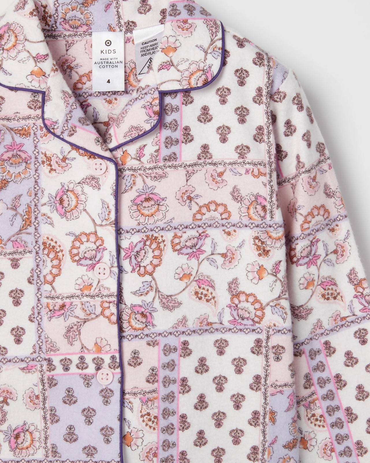 Australian Cotton Younger Girls Flannel Pyjama Set - Paisley 2 of 2