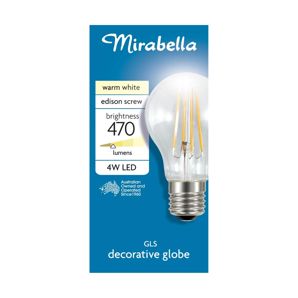 4W LED Filament Warm White GLS Globe - Mirabella product image