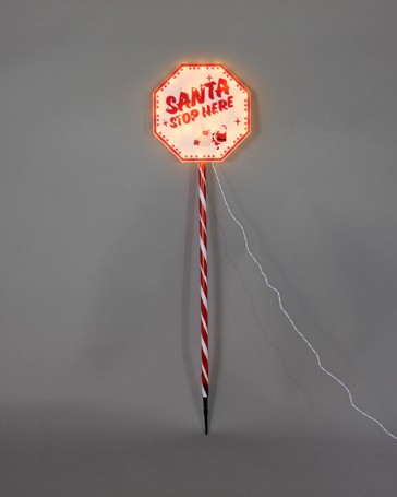 Anko Solar Powered LED Light Up Santa Stop Here Stake
