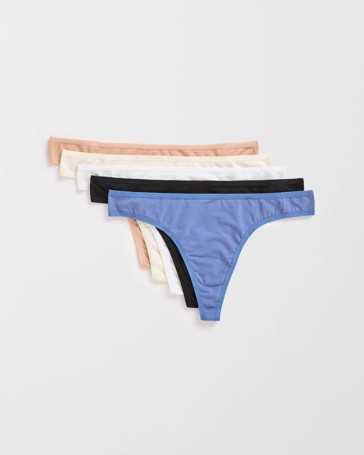 Womens Australian Cotton Blend G-String Briefs 5 Pack