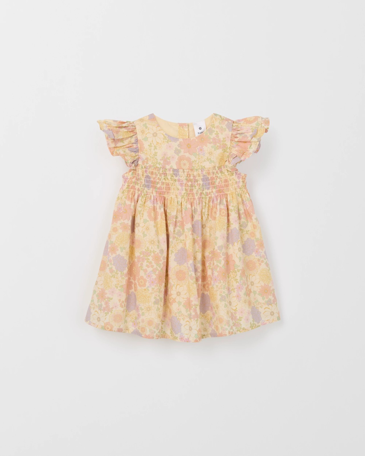 Baby Cotton Short Sleeve Shirred Woven Dress 4 of 5