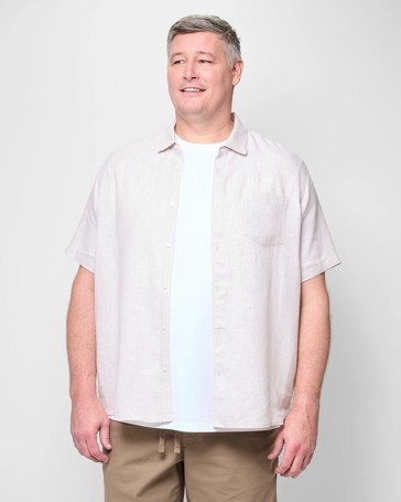 Plus Size European Linen Short Sleeve Shirt