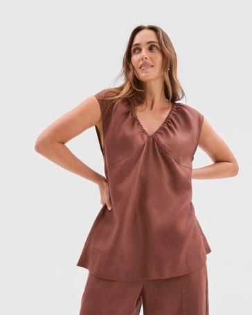 European Linen Short Sleeve Top