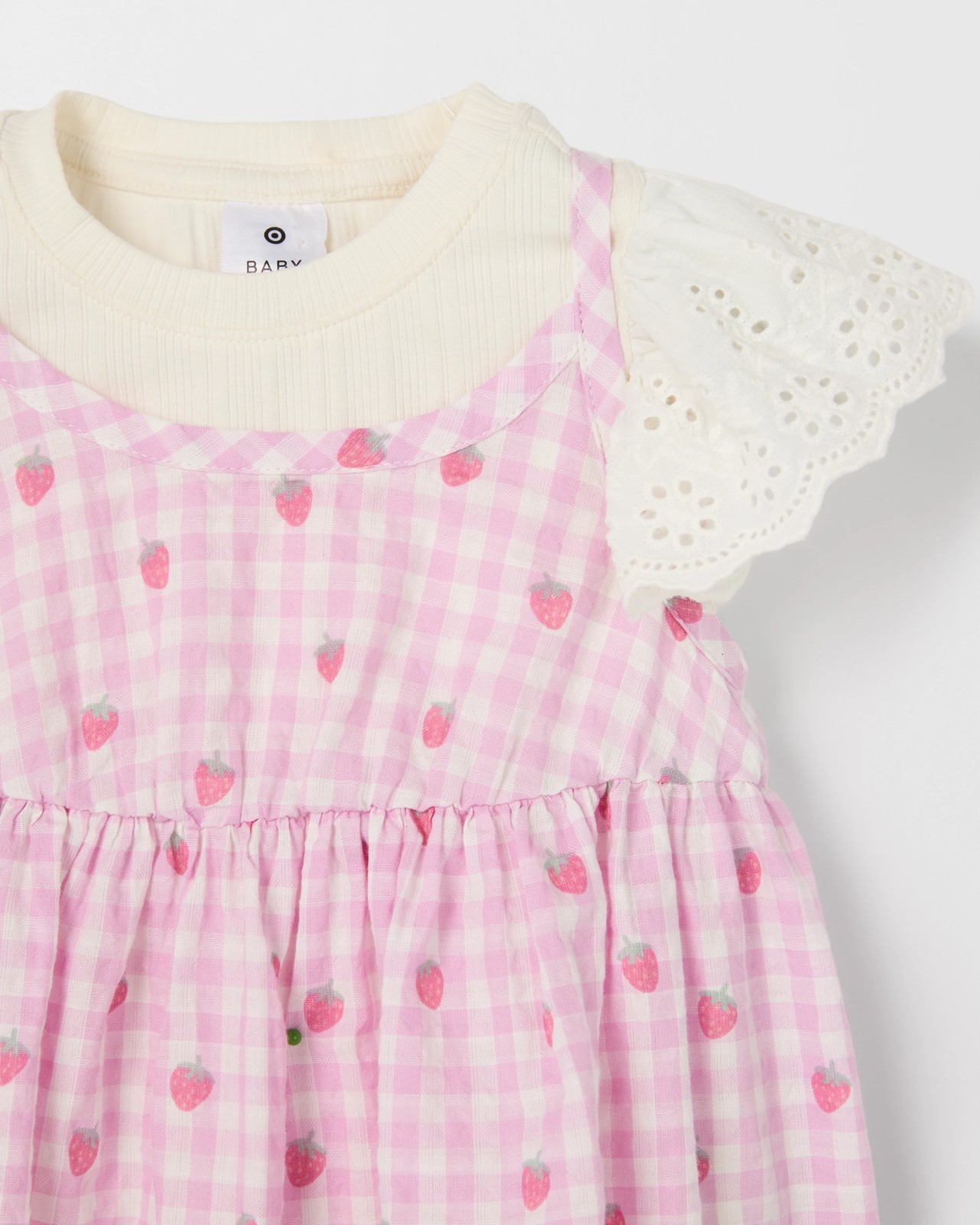 Baby Dress and Bodysuit 2 Piece Set - Strawberry Check 5 of 5