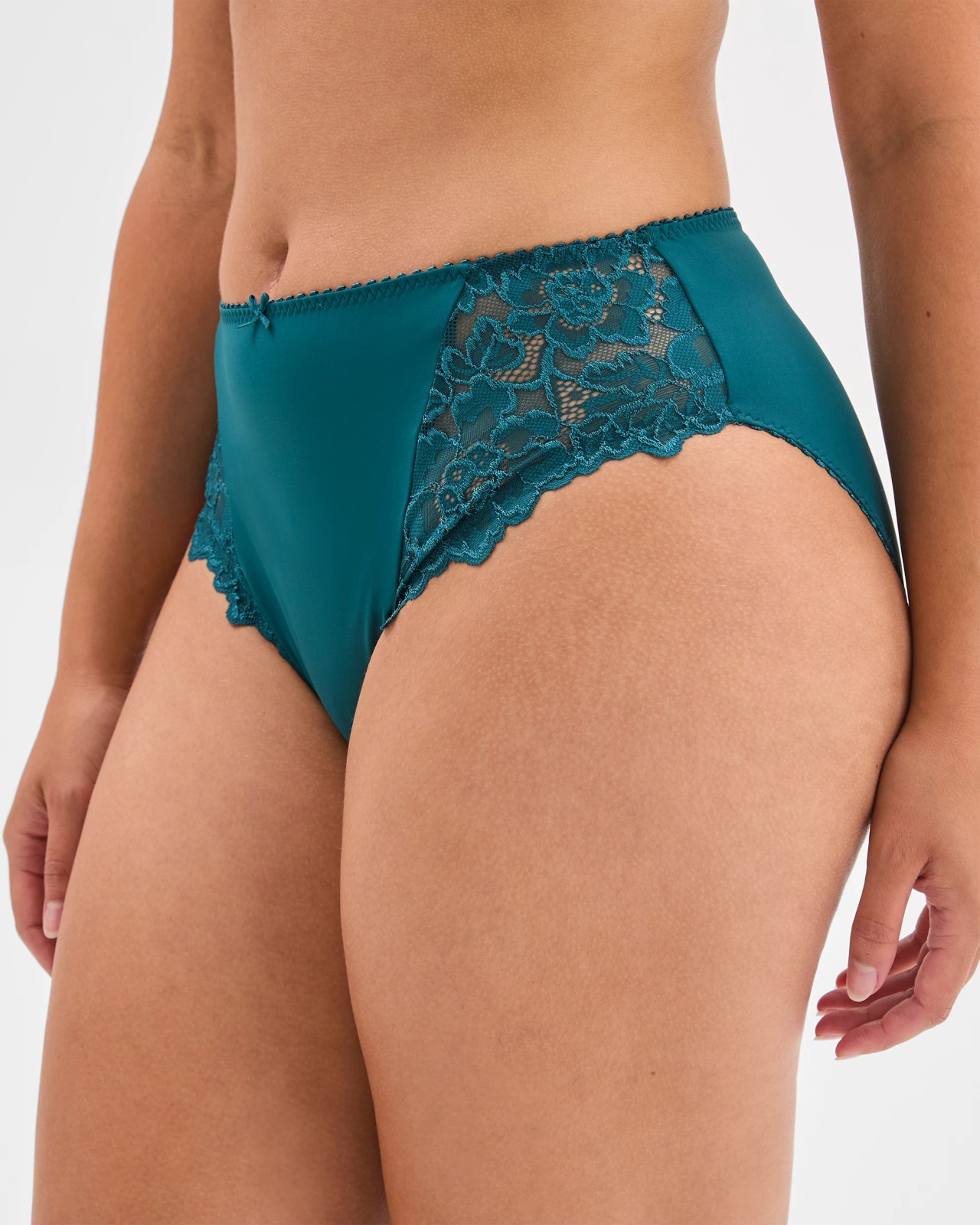 High Cut Lace Briefs - Petrol 2 of 3