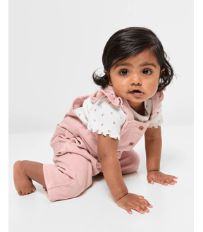 Baby Girls Denim Dungaree and Organic Cotton T-shirt 2 Piece Set