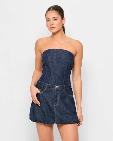Bubble Denim Mini Skirt - Lily Loves
