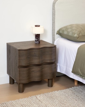 Anko Ripple 2 Drawer Bedside Table - Walnut