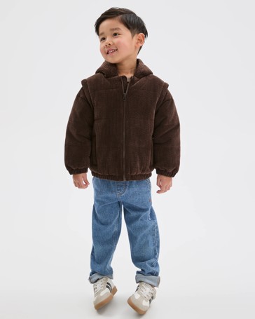 Cord Hooded Jacket with Removable Sleeves