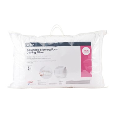 Adjustable Memory Foam Cooling Pillow, High Profile, White - Anko