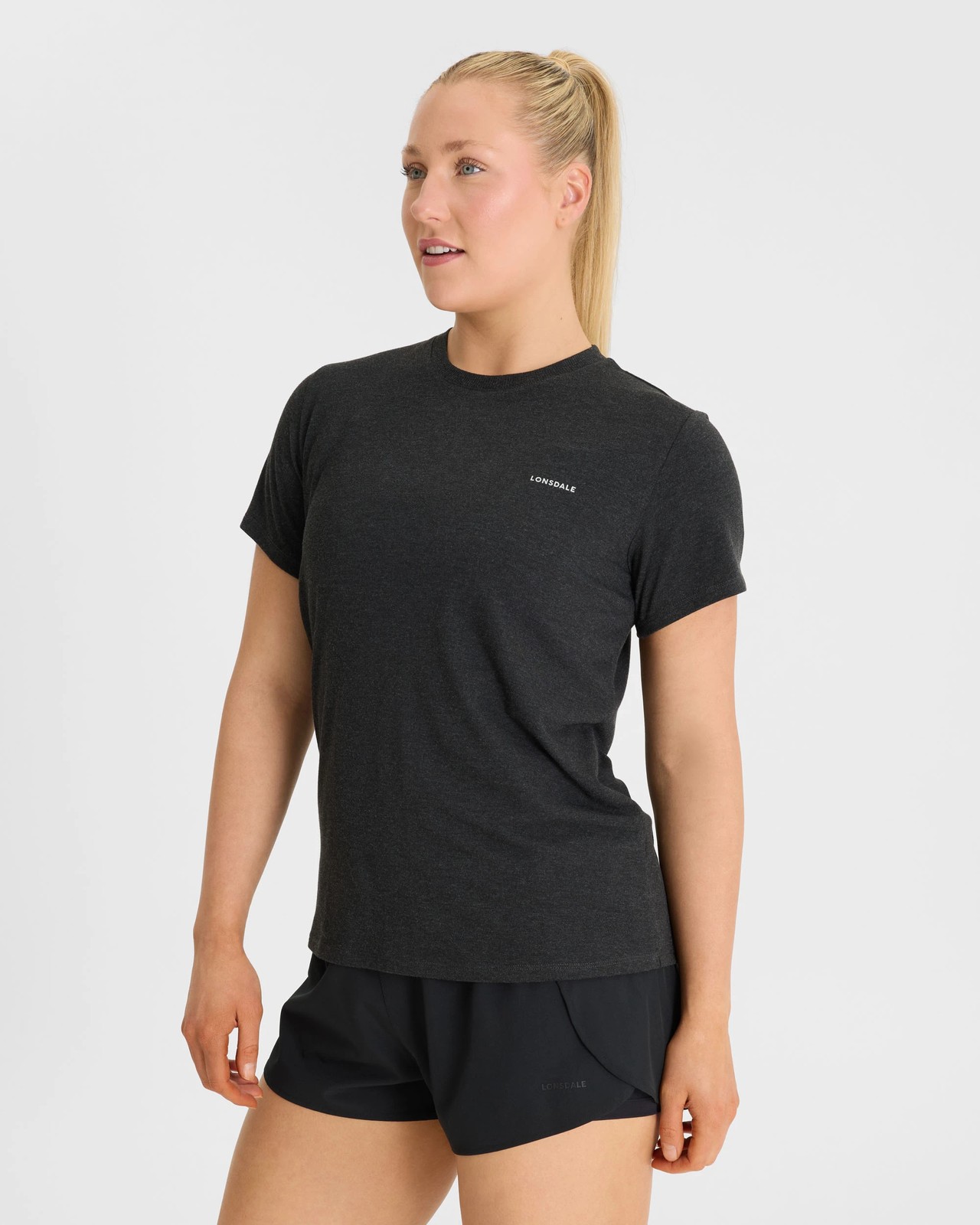 Lonsdale London Stride T-Shirt - Black Marle 2 of 5
