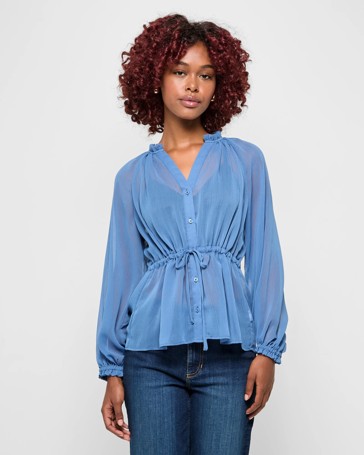 Petites Tie Waist Blouse