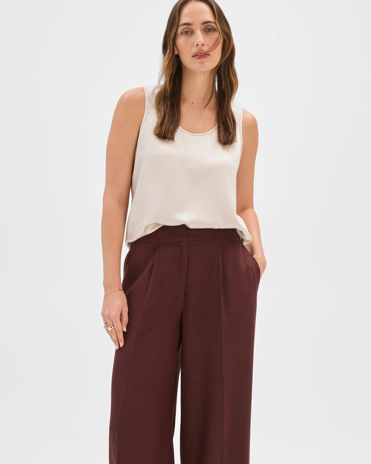Preview Tailored Wide Leg Pants - Dark Chocolate 4 of 6