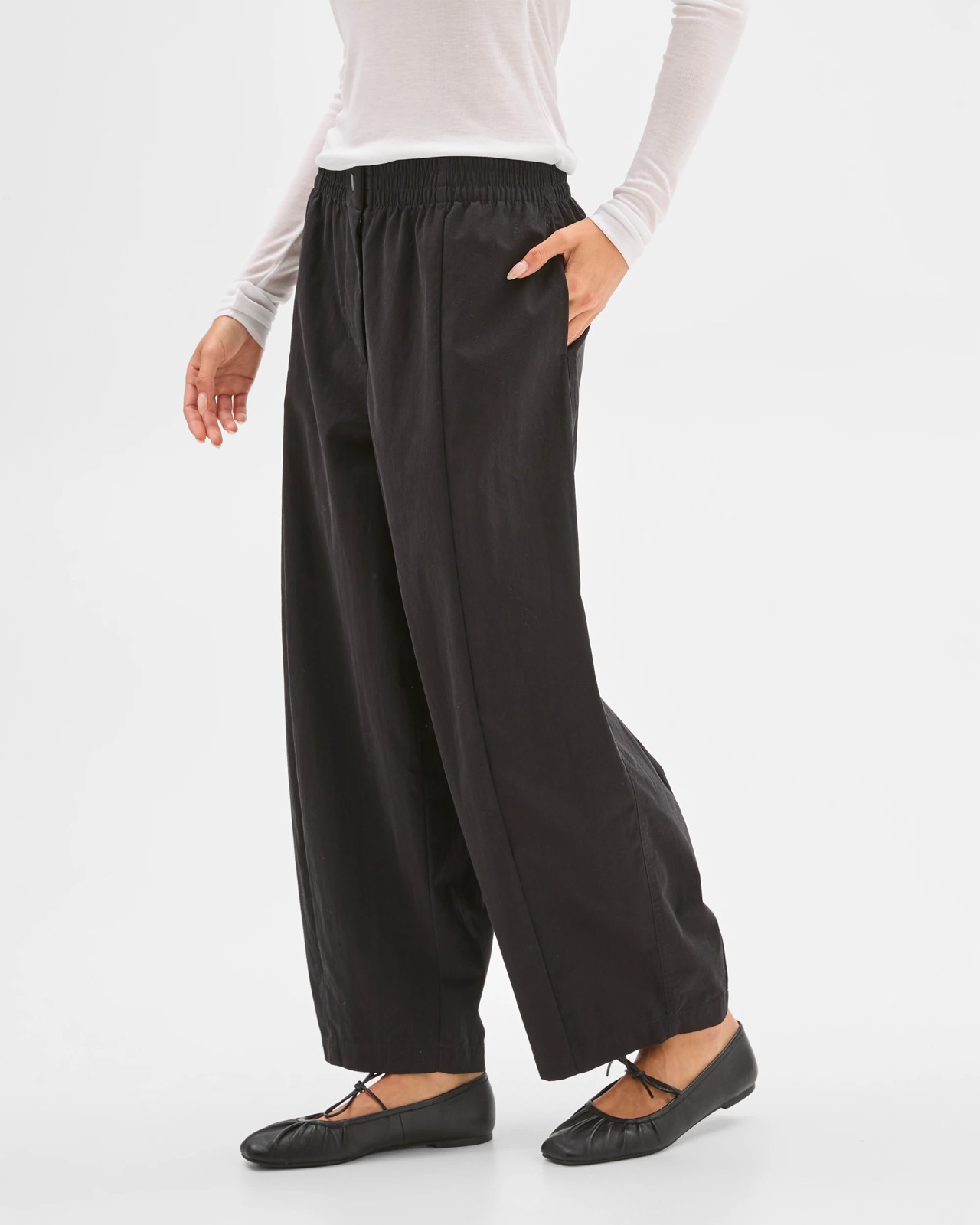 Lily Loves Australian Cotton Blend Pull On Pleat Pants - Black 4 of 6