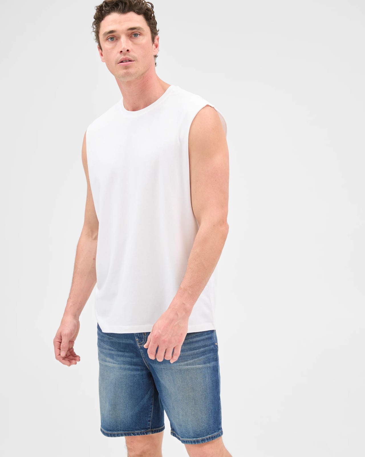 Australian Cotton Plain Tank Top  - White 2 of 5
