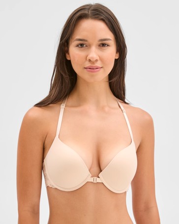 Front Closure Lace Back Push Up Bra