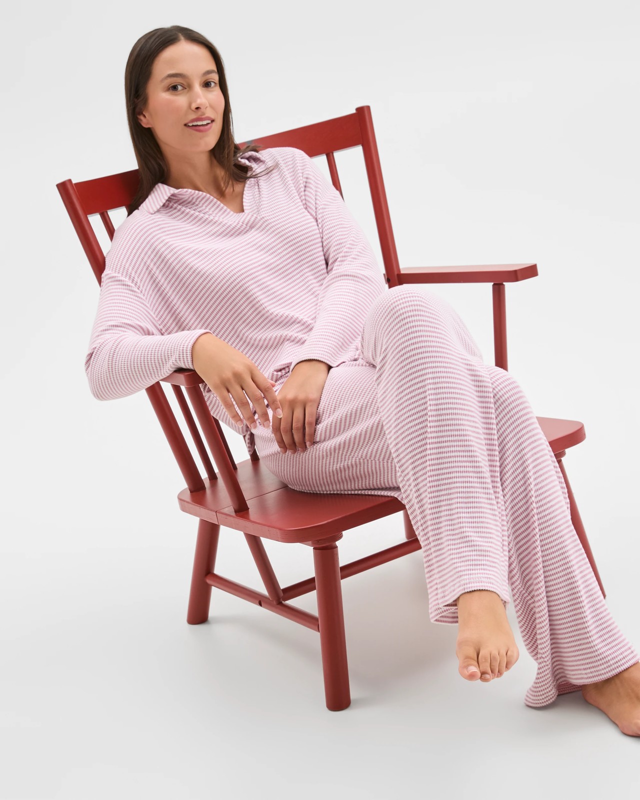 Cosy Rib Wide Leg Pants - Pink 2 of 5