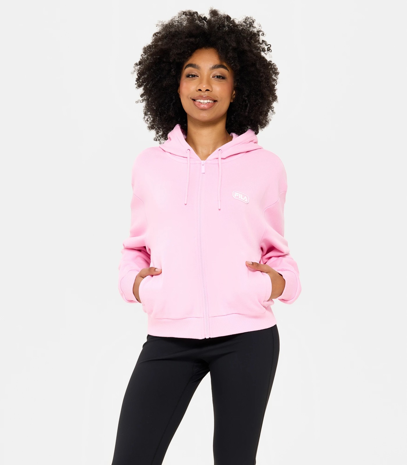 Pink fila hoodie women's hotsell